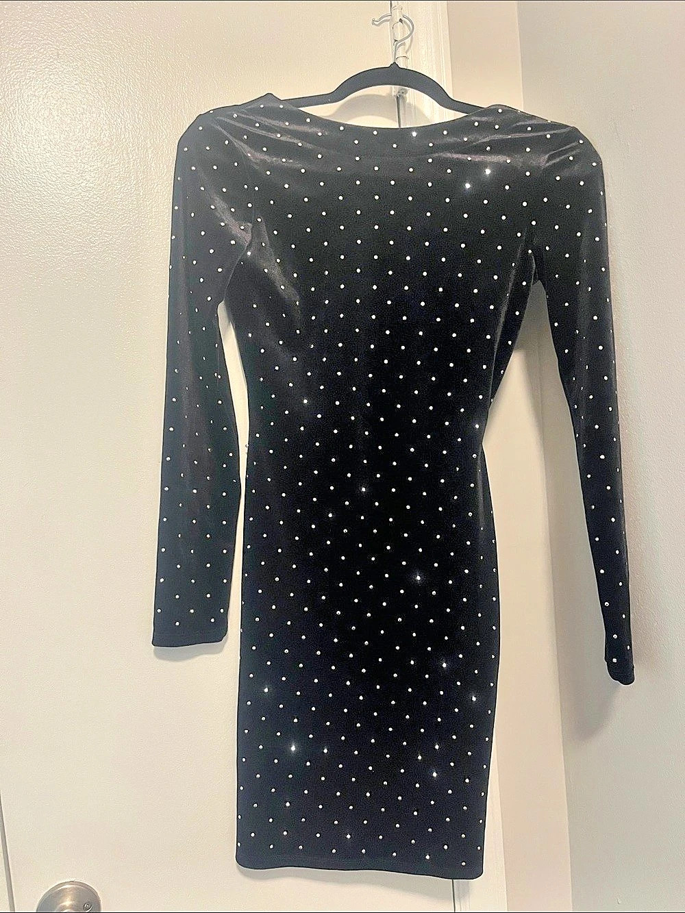 H&M Rhinestone Mini Dress in Black Size Extra Small Like New